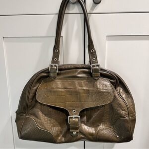 Vintage Nordstrom purse handbag green genuine leather alligator texture bag